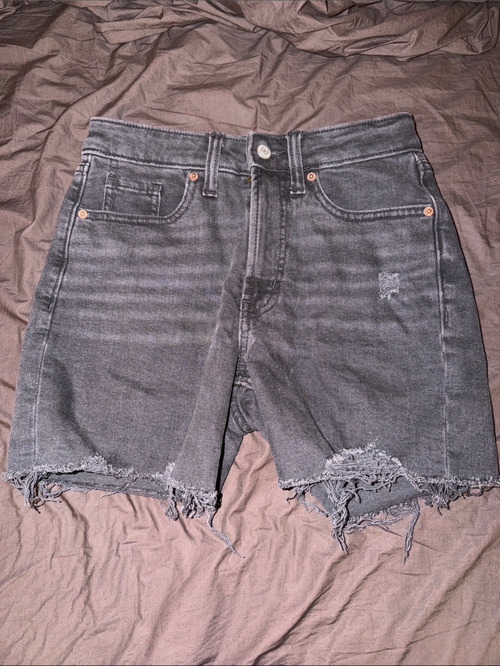 Old Navy Black Washed Distressed Denim Shorts